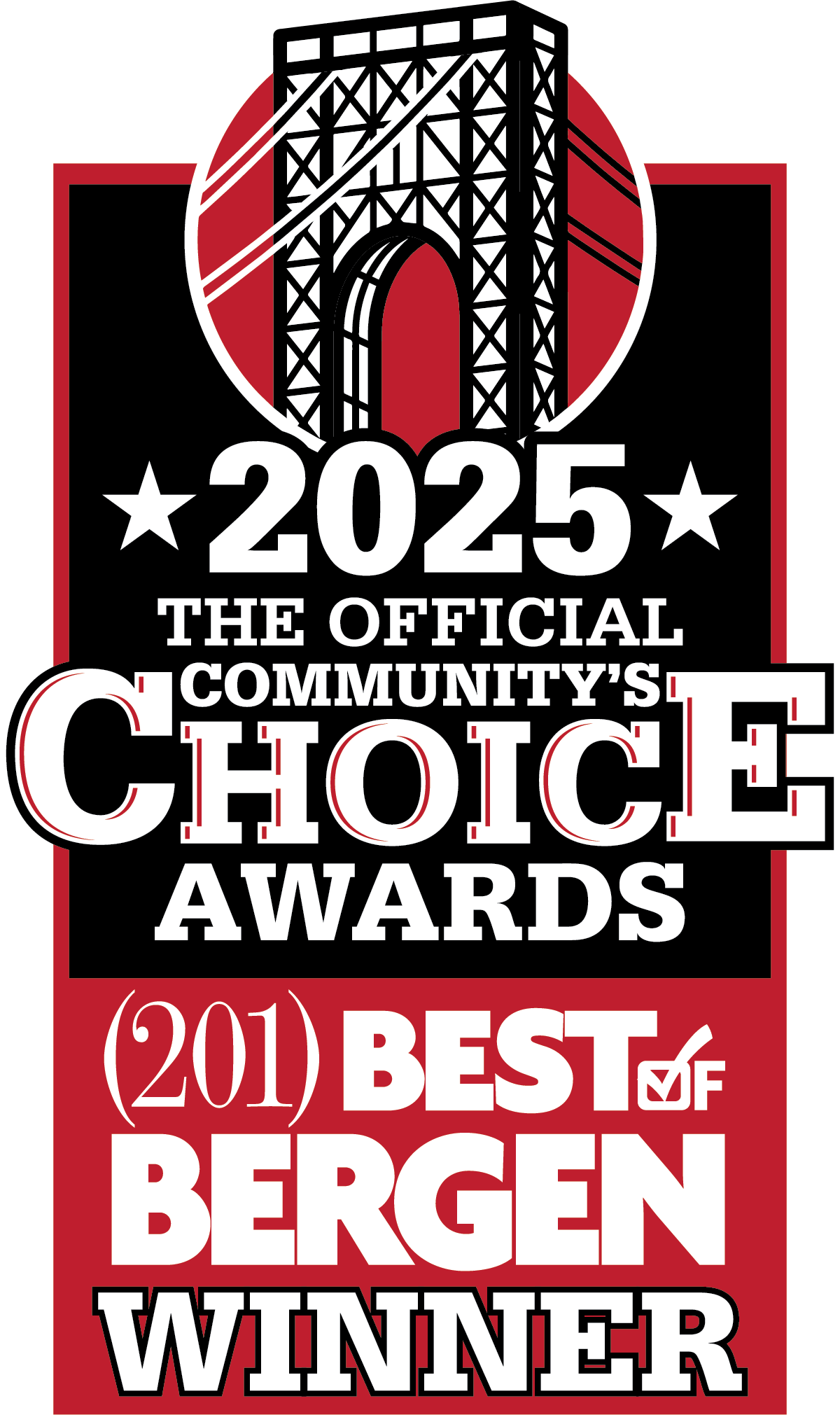 2025 Official Community’s Choice Awards (201) Best of Bergen winner badge